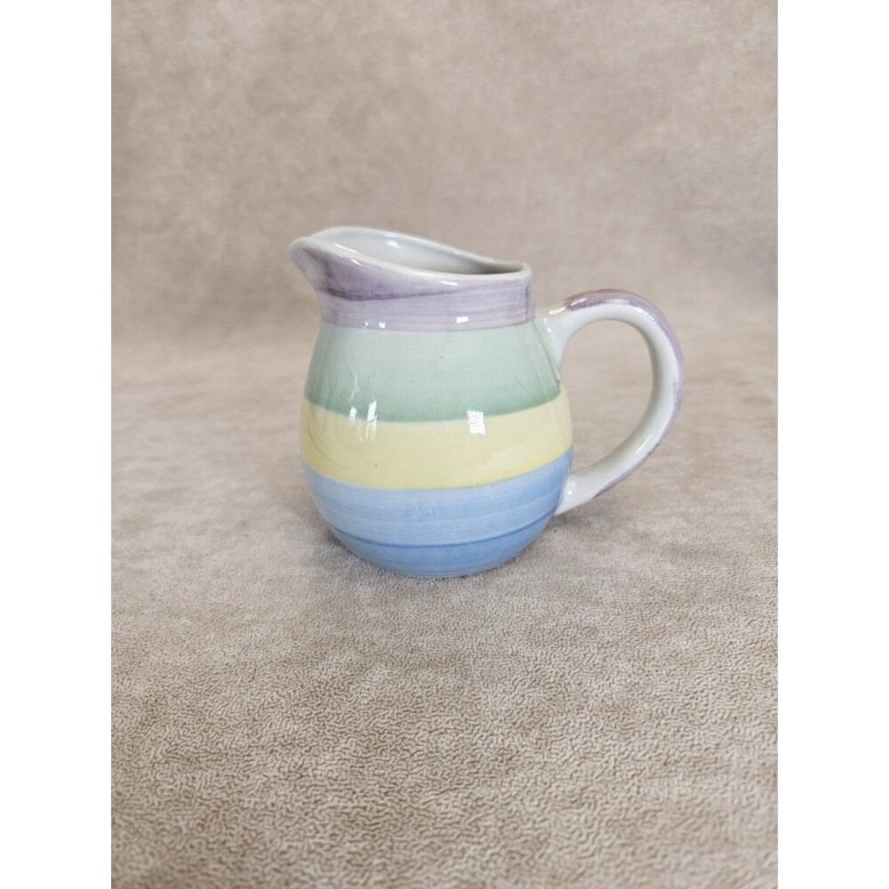 Rainbow Collection Stoneware Creamer Spring Pastels Striped